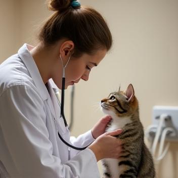 Vétérinaire écoutant le cœur d’un chat