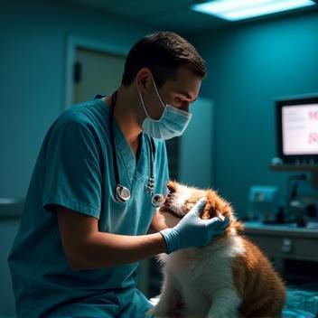Vétérinaire soignant un animal d’urgence