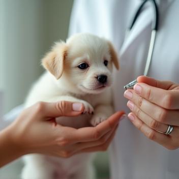 Vétérinaire vaccinant un chiot