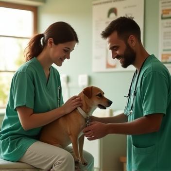 Propriétaire et chien lors d’un bilan bien-être